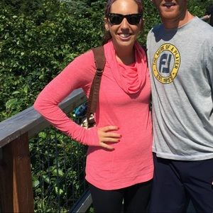 Pink cowl neck athletic top